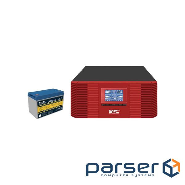 ДБЖ інвертор SVC XL-1200 потужністю 1200ВА/1000Вт, чиста синусоїда (режим DC), (XL-1200+12.8V 100Ah) DC), (XL-1200+12.8V