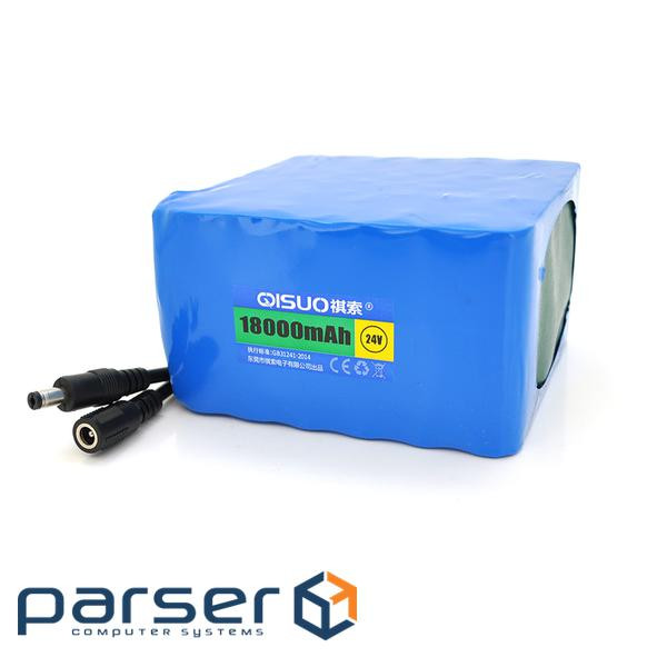Акумуляторна батарея літієва QiSuo 24V 18A з елементами Li-ion 18650, DC5.5 (QS-2418 (120x110x67mm)) Li-ion 18650, DC5.5