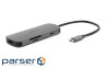 Хаб Acer 7in1 USB-С > 3xUSB-A3.2/HDMI/USB-C/PD/SD, 0.15м, сірий (HP.DSCAB.018)