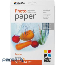 Фотопапір ColorWay A4 190г Matte 50ст . (PM190050A4)