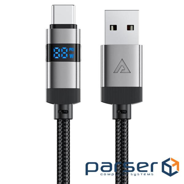 Кабель ACEFAST C15-04 USB-A to USB-C zinc alloy digital display braided charging dat (6974316283737)