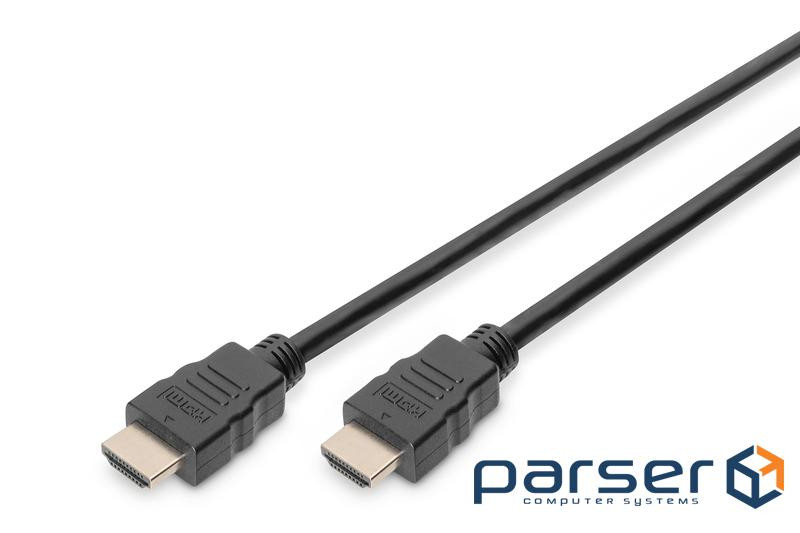HDMI cable (AM/ AM) DIGITUS High Speed + Ethernet 5m, gold-plated connectors, Black/Black (AK-330107-050-S)