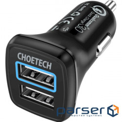 Автомобільний зарядний пристрій CHOETECH C0051 36W Dual USB Car Charger Black