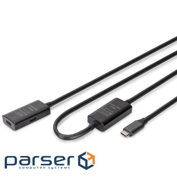 DIGITUS USB 3.2 Gen1 Active Cable 5G, C/M-C/F, 10м, чорний (DA-73109)
