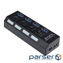 Перехідник обладнання USB3.0 A 1x4 (HUB),Pas On/Off_вимикач 0.60m,чорний (62.09.8406-1)