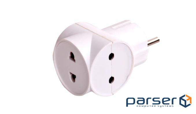 Розетка трійник Т-подібний Light, White, Q12 (AT303L)