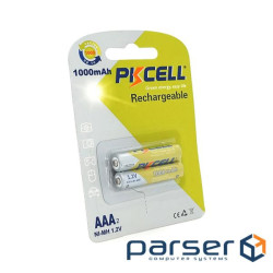 Battery PKCELL 1.2V AAA 1000mAh NiMH Rechargeable Battery, 2 штуки в блистере ц (PC/AAA1000-2BR)