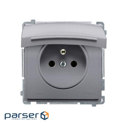 Розетка электрическая Basic с заземлением French с крышкой IP44, сталь inox (BMGZ1B.01/21)