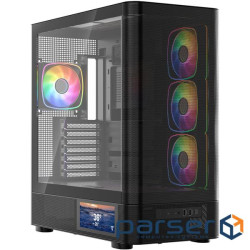 Корпус Modecom VOLCANO AQ400 ARGB MIDI SIDE LCD 6,2”, 4x120mm fans BLACK без БЖ A (MC-A-AQ400-4FA-B)