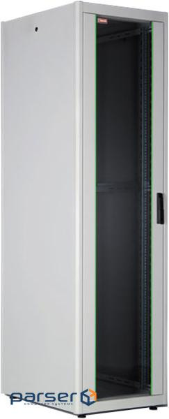 Шафа Basic 22U 600x800мм, дв.і скло, зад. стін. метал, 600кг, сіра (LN-DB22U6080-LG-111-F)