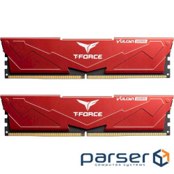 Модуль пам'яті TEAM T-Force Vulcan DDR5 6400MHz 32GB Kit 2x16GB Red (FLRD532G6400HC40BDC01)