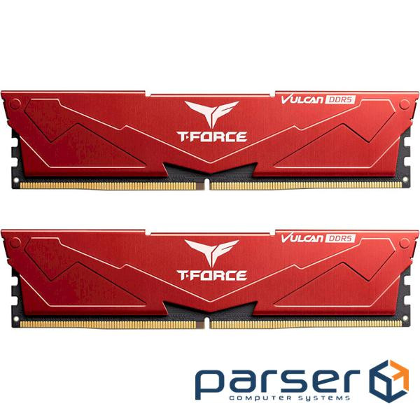 Модуль пам'яті TEAM T-Force Vulcan DDR5 6400MHz 32GB Kit 2x16GB Red (FLRD532G6400HC40BDC01)