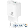 Зарядний пристрій BOROFONE BAS45A 1xUSB-C PD30W + 1xUSB QC3.0 white (6941991113871)
