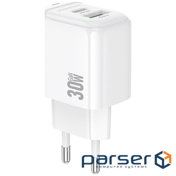 Зарядний пристрій BOROFONE BAS45A 1xUSB-C PD30W + 1xUSB QC3.0 white (6941991113871)