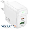 Зарядний пристрій BOROFONE BAS45A 1xUSB-C PD30W + 1xUSB QC3.0 white (6941991113871)