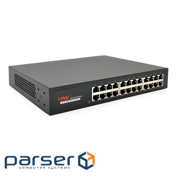Комутатор Ethernet ONV-H1024 у металевому корпусі, 24*100Мб портів, 270х181х44.5 мм 