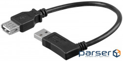 Кабель Goobay USB2.0 A M/F 0.15m, AWG24+28 90 право 2xS D=4.5mm (75.09.5701-50)
