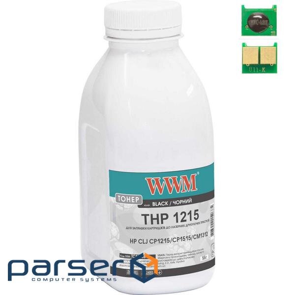 Тонер HP CLJ CP1215/CP1515/CM1312 55г Black +chip WWM (TC1215B)