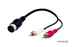 Goobay audio adapter DIN-RCAx2 F/M,0.2m 5pin Left/ Right Y-form Gold (75.05.0004-1)