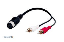 Перехідник Goobay аудіо DIN-RCAx2 F/M,0.2m 5pin Left/ Right Y-form Gold (75.05.0004-1)