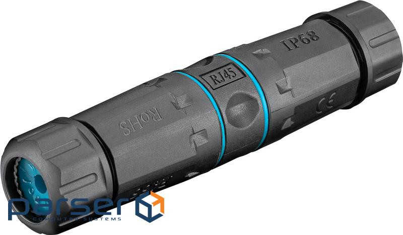 Перехідник мережевий RJ45 STP6a,1:1 Outdoor для D=5-8mm Toolfree,чорний (75.04.4414-1) (75.04.4414-1)