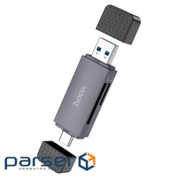 Кардрідер HOCO HB45 Spirit 2-in-1 USB/Type-C 3.0 card reader Metal gray (6942007620529)