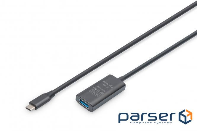 DIGITUS USB 3.2 Gen1 Active Cable 5G, C/M-A/F, 5м, чорний (DA-73110)