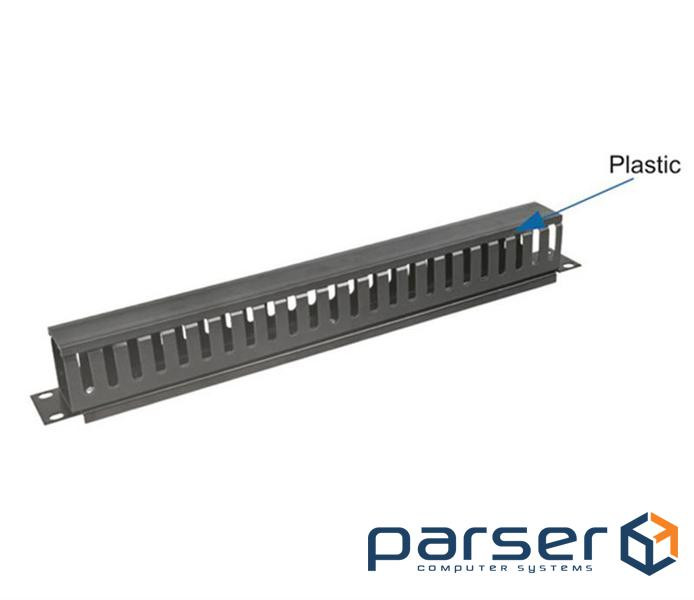 Cable organizer EServer 1U 19'' with cover, plastic (WT-2049B)