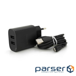 Набір BOROFONE BN2 СЗУ 2xUSB+ кабель Micro, 2.1A, 1м, Black, Box (BN2MB) , Black, Box (BN2MB)