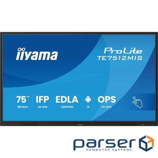 75" 16:9 інтерактивний VA UHDРК дісплей, 24/7, 400 кд/м2, ОС Андроід 14, EDLA, Pure (TE7512MIS-B4AG