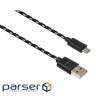 Дата кабель USB 2.0 AM to Micro 5P 2color nylon 1m black Vinga (VCPDCMBN31BK)