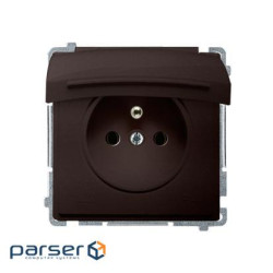 Розетка электрическая Basic с заземлением French с крышкой IP44, шоколадный (BMGZ1B.01/47)