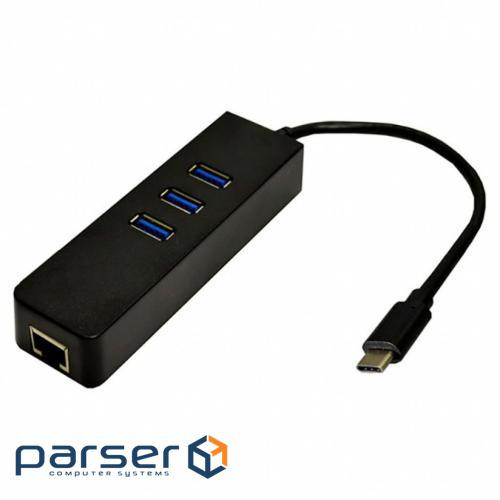 Перехідник Dynamode USB 3.1 Type-C - RJ45 Gigabit Lan, 3*USB 3.0 (USB3.1-TypeC-RJ45-HUB3)