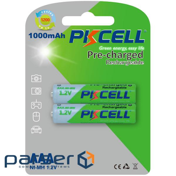 Battery PKCELL Pre-charged Rechargeable AAA 1000mAh 2pcs/pack (AAA1000-2B)