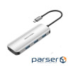 USB-хаб Vention USB-C to HDMI/USB 3.0x3/SD/TF/PD Docking Station Gray 0.15M Aluminum Alloy T (TOJHB)