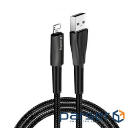 Дата кабель USB 2.0 AM to Lightning 1.0m zinc alloy + led black ColorWay (CW-CBUL035-BK)