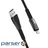 Дата кабель USB 2.0 AM to Lightning 1.0m zinc alloy + led black ColorWay (CW-CBUL035-BK)