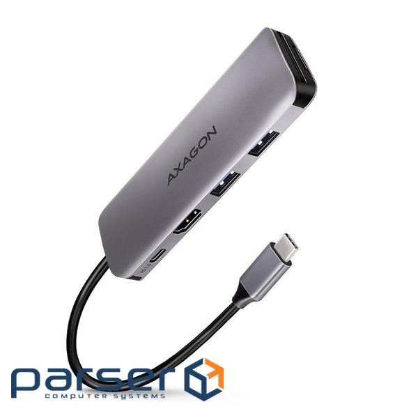 Хаб концентратор AXAGON HMC-5 SuperSpeed USB-C COMBO 5in1 hub, Grey