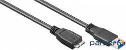 Device cable USB3.0 A-microB M/M 2.0m, AWG24+28 D=5.5mm Gold Cu, black (70.08.5074-1)