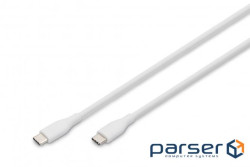 Кабель USB-C > USB-C заряджання/синхронізації, DIGITUS, 2м, USB 2.0, 60W, силіконо (AK-300341-020-W) (AK-300341-020-W)