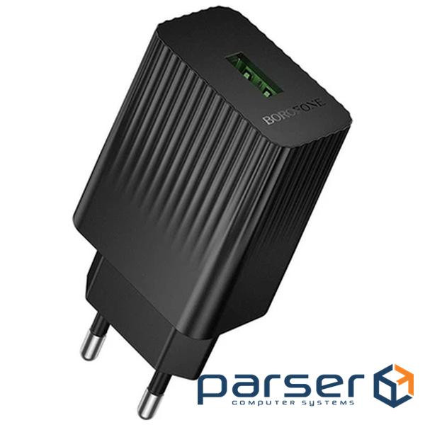 Зарядний пристрій BOROFONE BAS72A USB QC3.0 18W black (6941991122637)