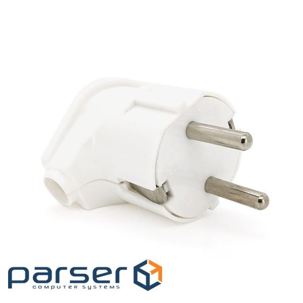 Вилка із заземленням кутова , 16A 250V A105, White, Q24