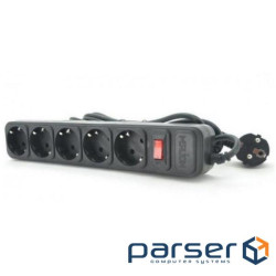 Мережевий фільтр живлення 3 м Merlion B530P, 5 розеток, сечение 3х0,75мм, черный, пакет