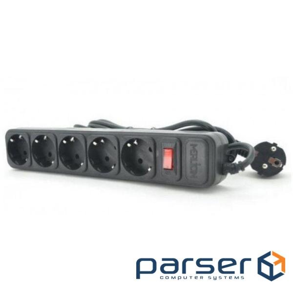 Power supply filter 3 m Merlion B530P, 5 розеток, сечение 3х0,75мм, черный, пакет