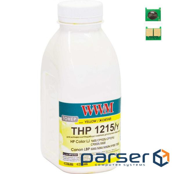 Тонер HP CLJ CP1215/CP1515/CM1312 40г Yellow +chip WWM (TC1215Y)