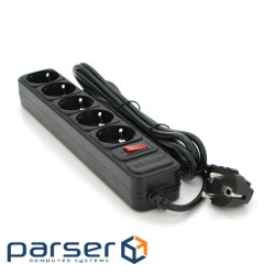 Сітковий підовжувач Maxxter SP5, 220В 10А, 5 розеток, 3 м , Black, Q30 (MSP5-G-10B)