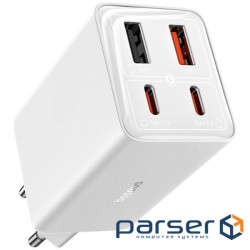 СЗУ Baseus GaN6 Pro Fast Charger 2 Type-C + 2 USB 65W white (P10162701213-00)
