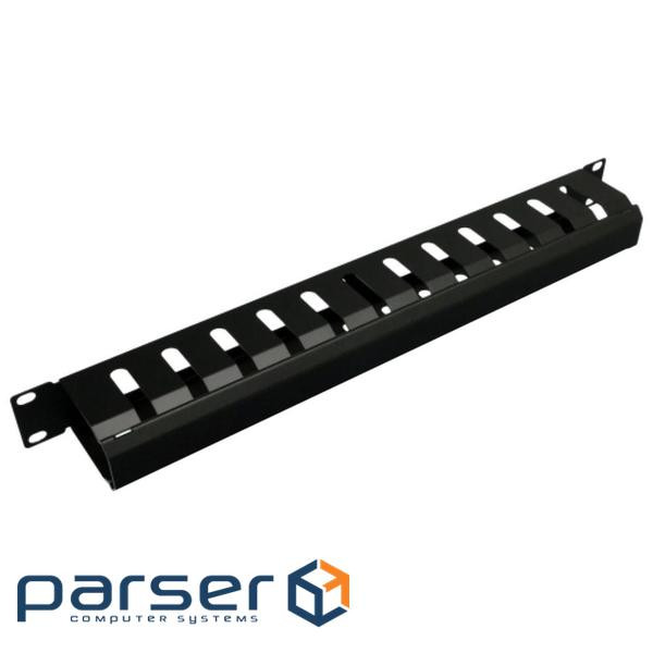 Кабельний організатор металевий перфорований з кришкою (CMS-1U з кришкою чорний) )