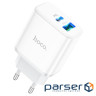 Мережевий зарядний пристрій HOCO C105A Stage dual port PD20W+QC3.0 charger White (6931474782946)