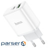 Мережевий зарядний пристрій HOCO C105A Stage dual port PD20W+QC3.0 charger White (6931474782946)